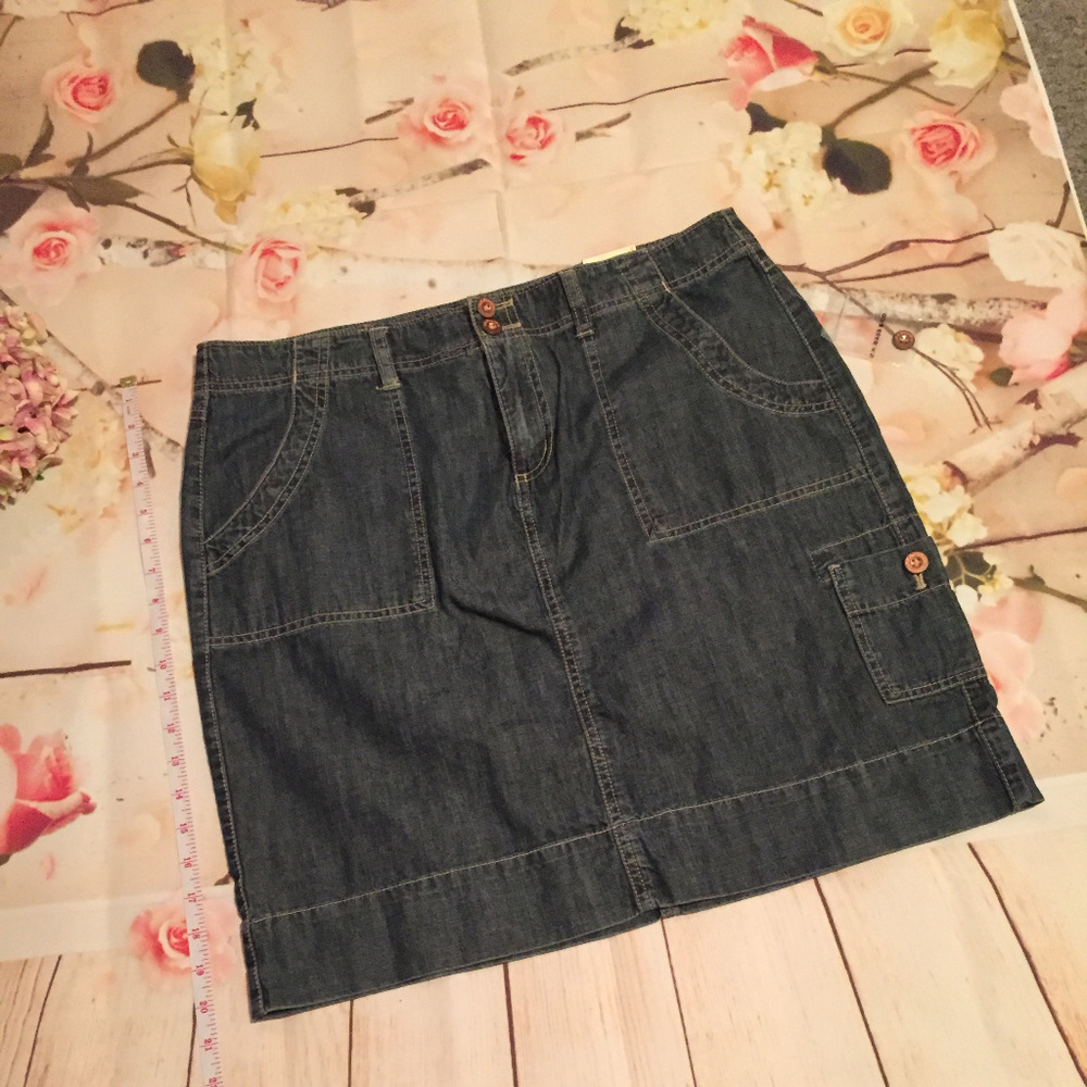 NWT G.H. Bass Denim Cargo Pocket Skirt SZ 12